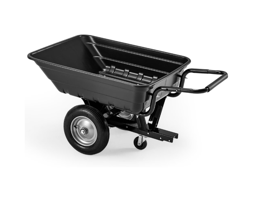 JFHID 2-in-1 Dump Cart, 500 Lbs Heavy Duty Tow Behind Poly Utility Trailer with 10 Cu.Ft Bed