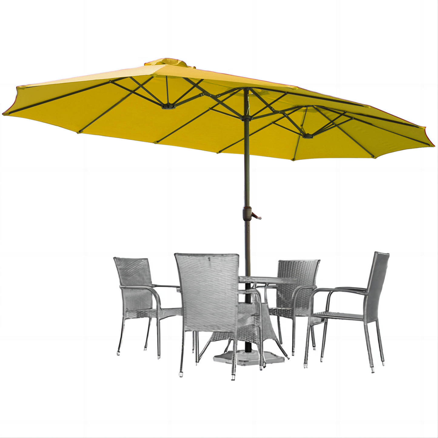 YODOLLA 15 Ft Patio Double Sided Umbrella Large Outdoor Umbrella - Yellow