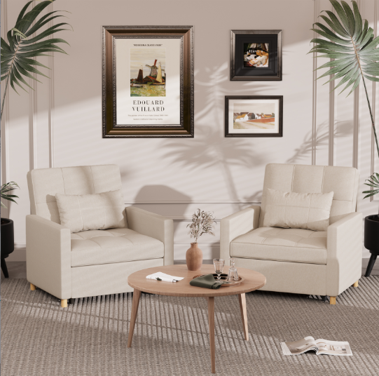 AECOJOY 3 in 1 Sofa Bed for Adults Sleeper Chair Bed Fold Out Sofa Convertible Reading Chair in Cream Beige