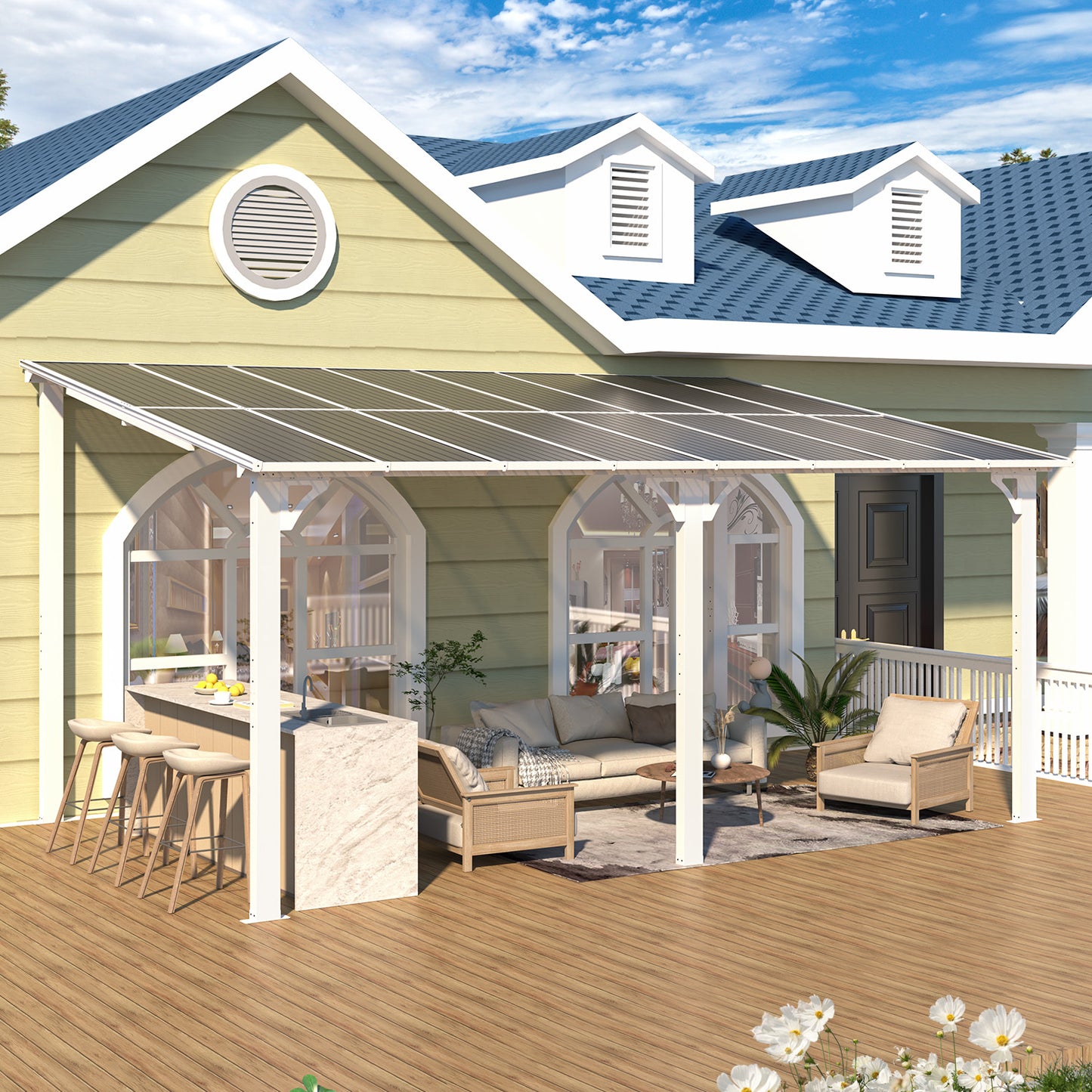 AECOJOY 10' x 16' Hardtop Gazebo Outdoor Aluminum Pergola For Garden, Patio, Backyard-White