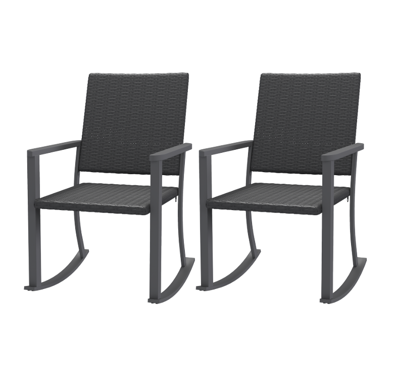 YODOLLA Patio Dining Chair (2pcs), Outdoor Rattan Firepit Patio Chair with Armrests and Metal Frame, All-Weather Outdoor Furniture for Backyard Deck Garden