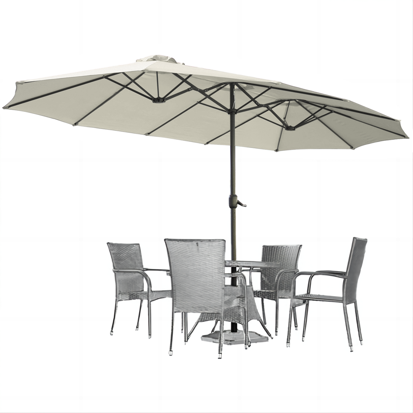 YODOLLA 15 Ft Patio Double Sided Umbrella Large Outdoor Umbrella - White