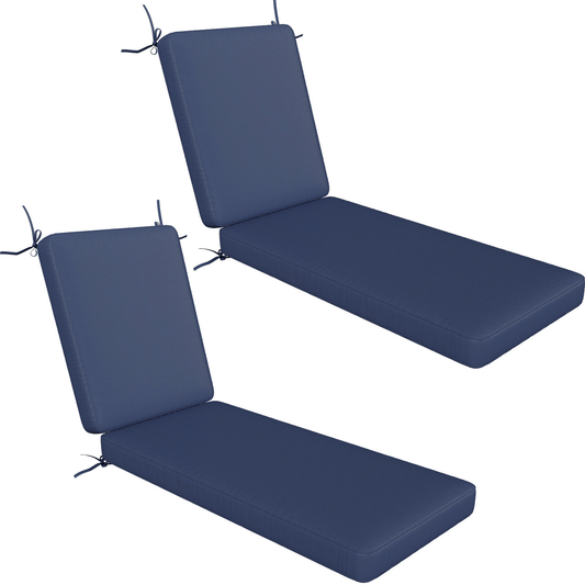 AECOJOY 72" x 21" x 4" Patio Lounge Chair Cushions Set of 2, Outdoor Chaise Lounge Replacement with Removable Cover in Navy Blue