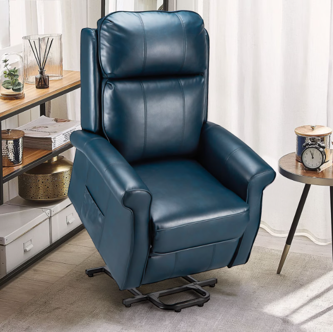 YODOLLA Faux Leather Recliner Power Lift Chair for Elderly in Blue