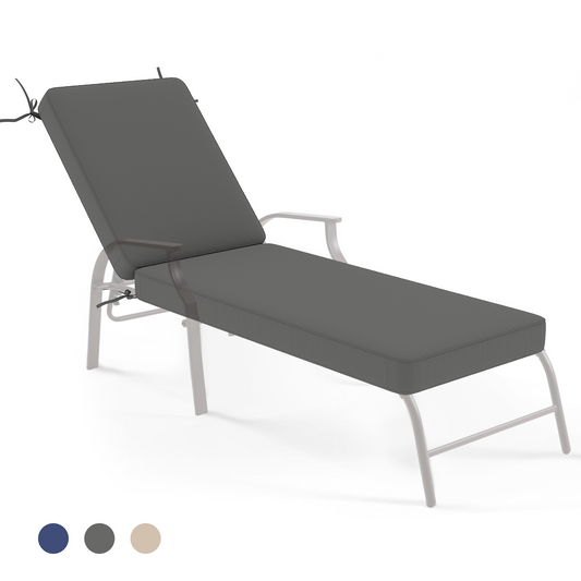 AECOJOY 72" x 21" x 4" Patio Lounge Chair Cushions Set of 2, Outdoor Chaise Lounge Replacement with Removable Cover in Dark Grey