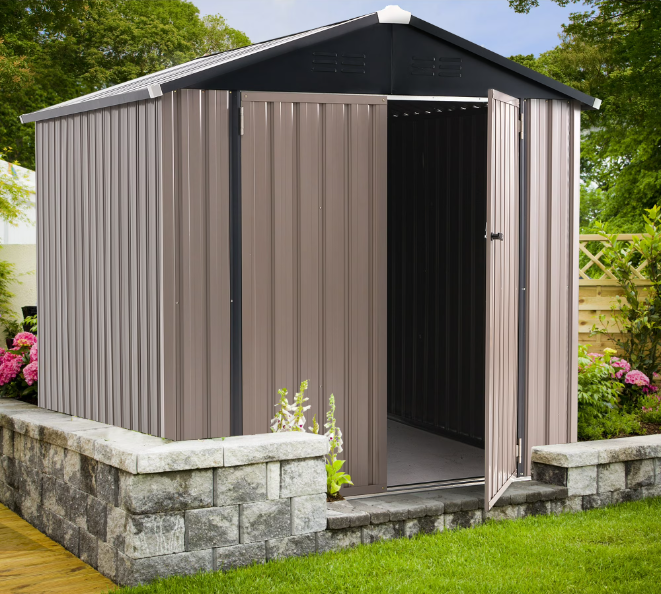 YODOLLA 6 x 6 ft. Outdoor Metal Storage Shed Sliding Roof