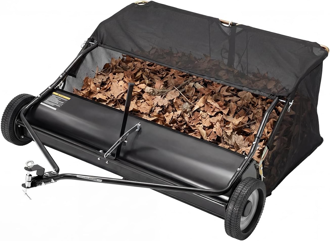 JFHID 42-Inch Tow-Behind Lawn Sweeper with14 Cu.Ft Large Hopper Pull Behind Grass & Leaf Collector for Yard