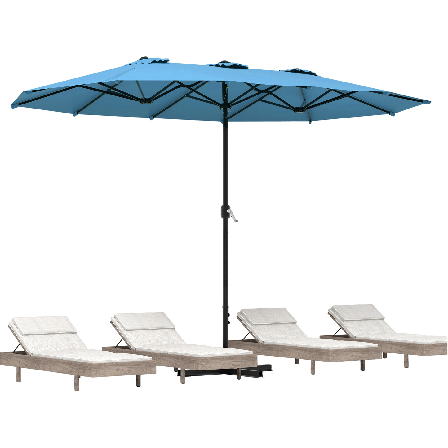 AECOJOY 15 Ft Patio Double Sided Umbrella Large Outdoor Umbrella in Blue