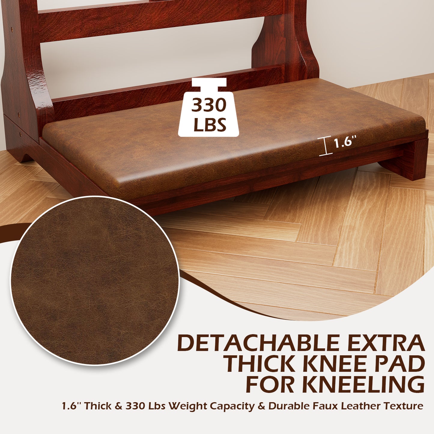 YODOLLA Acacia Wood Prayer Bench Kneeler Prayer Table at Home with Cushion Pad,Church Kneeling Stand Stool Padded Prayer Chair Shelf for Kneeling at Home and Church