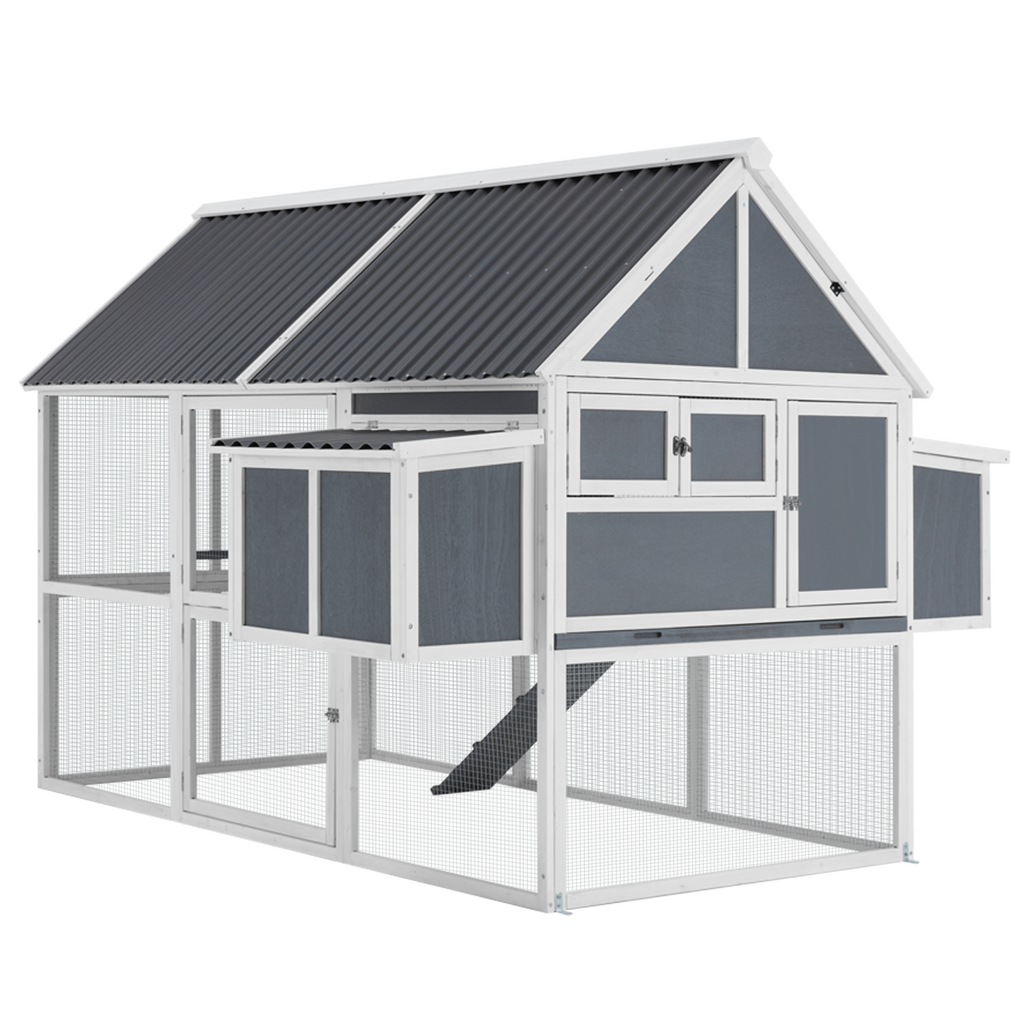 AECOJOY 84β Outdoor Chicken Coops for 10 Chickens Large Wooden Hen Chicken House, Walk in Chicken House with Run