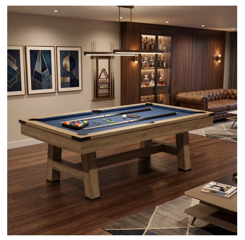 AECOJOY 7FT 3-in-1 Pool Table with Wood Finish, Dining & Ping-Pong Table for Game Room