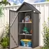AECOJOY Outdoor Storage Shed with Floor & Metal Small Cabinet Waterproof with Shelves for Patio in Dark Grey