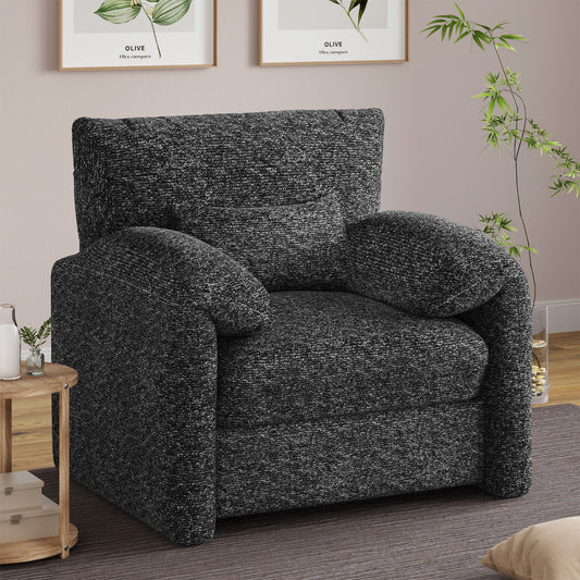 YODOLLA Oversized Accent Chair for Living Room, 36.2'' Chenille Mid Century Reading Chair in Black
