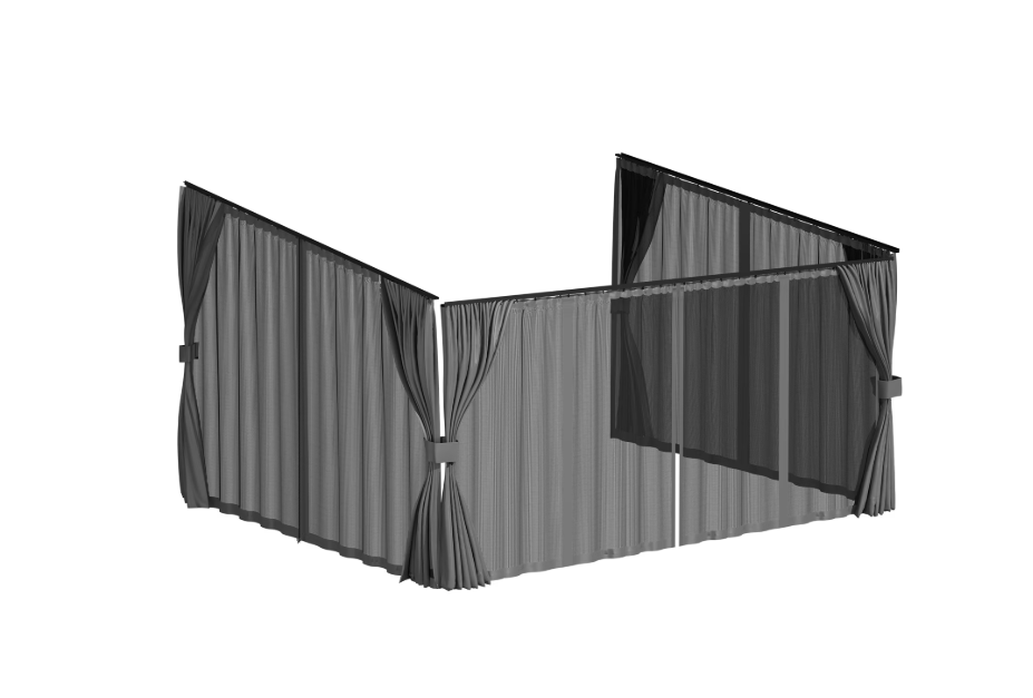 YODOLLA 14x12 Gray Curtain and Mosquito Netting Set for Gazebo