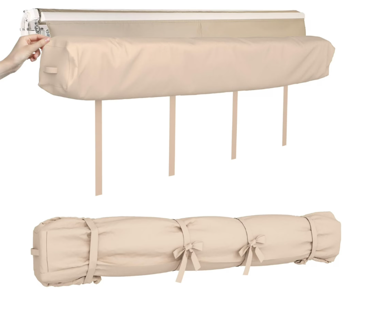 AECOJOY Protective Awning Cover, All-Weather Retractable Cover Storage Bag for 10' Wide Awnings for Patio, Waterproof Polyester Fabric in Beige