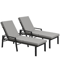 YODOLLA Outdoor Chaise Lounge Chairs Set with Adjustable for Comfortable Relaxation, Sturdy Rattan Loungers for Patio Poolside in Dark Grey(2 Pcs)