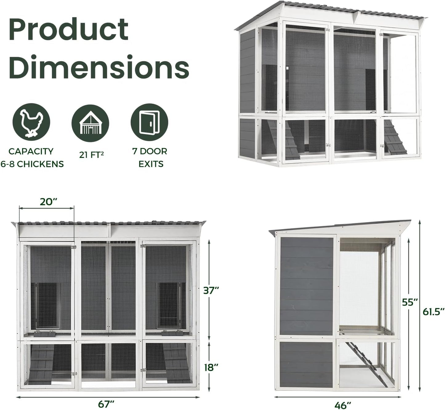 YODOLLA Chicken Coop,Large Wooden Chicken Hutch with 4 Nesting Boxes for 6 8 Chickens for Backyard
