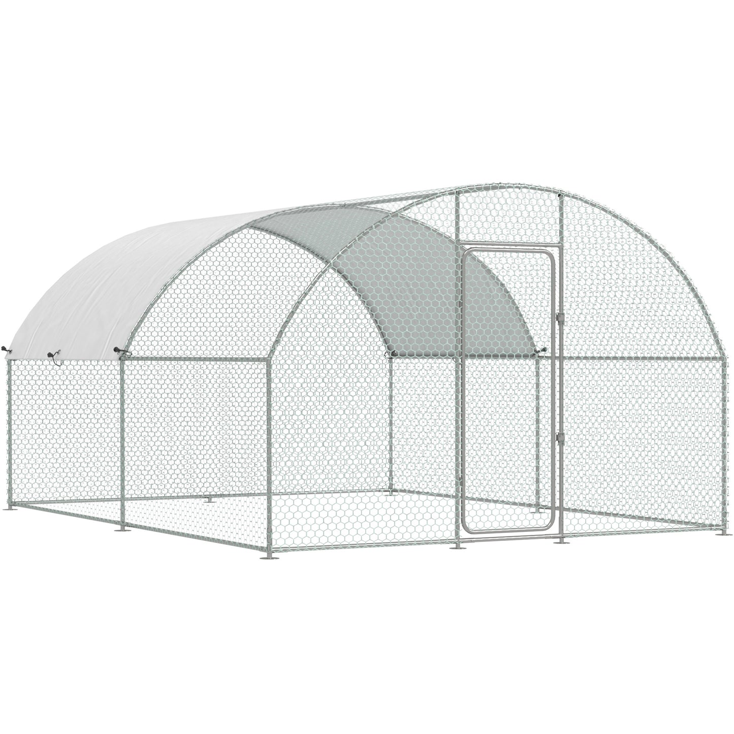 AECOJOY 130 Sq.Ft Large Walk-in Metal Chicken Cage Round-Top Chicken Coop Run for 10 Chicken or More