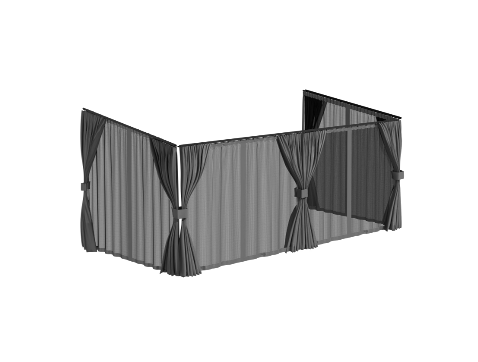YODOLLA 16x8 Gray Curtain and Mosquito Netting Set for Gazebo
