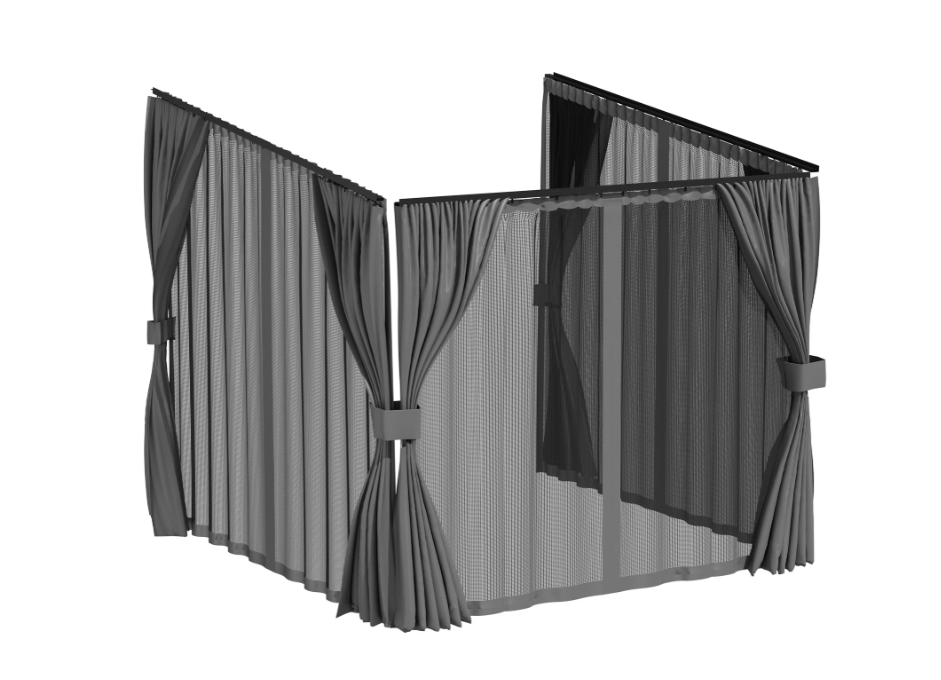 YODOLLA 8x8 Gray Curtain and Mosquito Netting Set for Gazebo