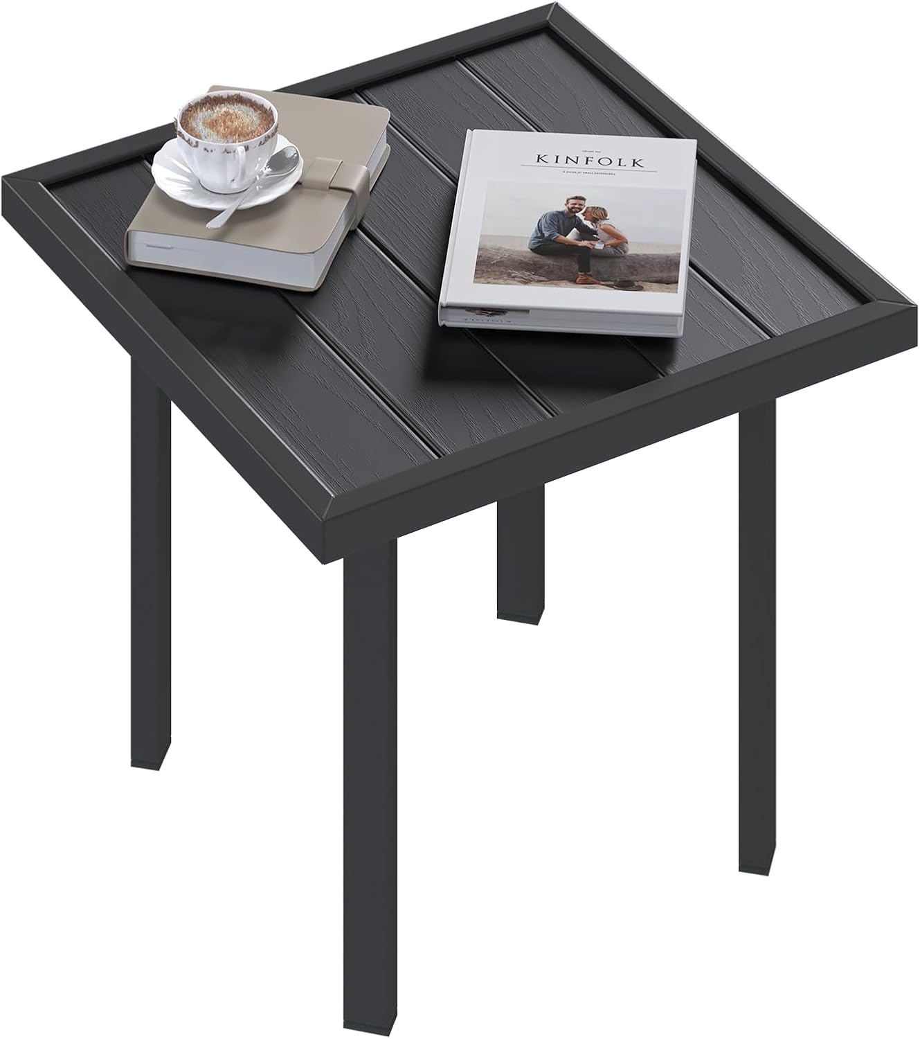 YODOLLA Outdoor Side Square Table (1pcs)for Patio, Pool End, Metal Garden&Coffee Accent for Backyard Porch Indoor, Easy Maintenance Weather Resistant