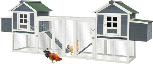 AECOJOY 123" Large Wooden Chicken Coop Clearance with Nesting Boxes for 6-8 Chickens in Gray