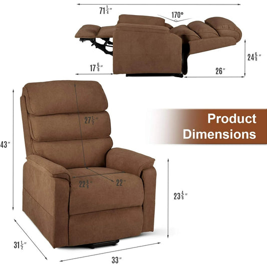 YODOLLA Dual Motor Power Lift Recliner Chair for Elderly with Massage and Heat, Electric Lounge Chair Lift Assist Single Sofa - Coffee
