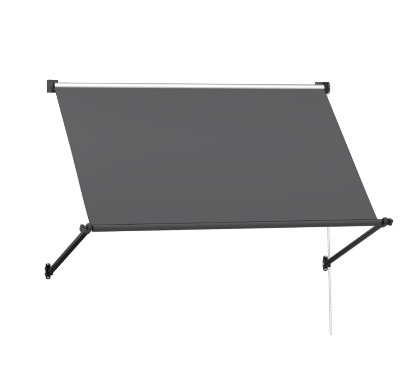 AECOJOY 80"x40" Manual Retractable Patio Awning in Dark Grey