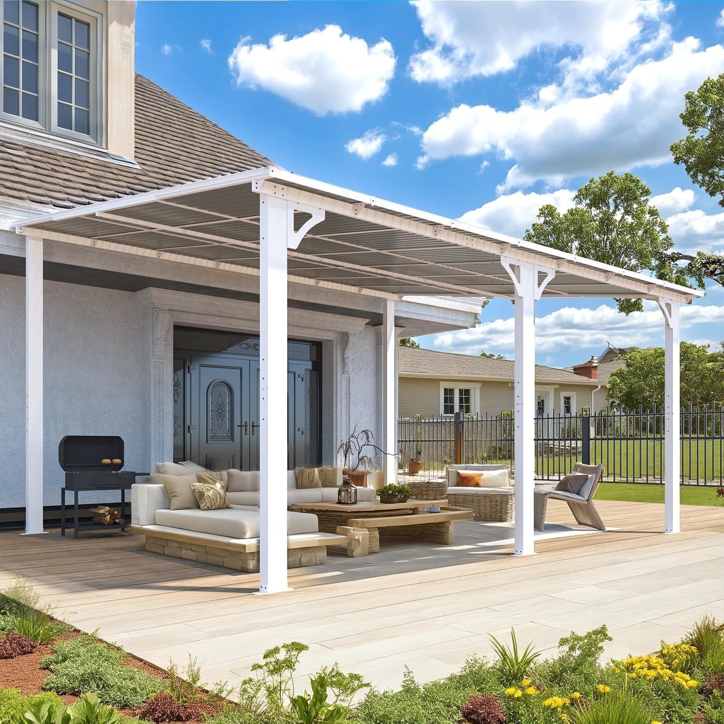 YODOLLA 12' x 14' Hardtop Gazebo Outdoor Aluminum Pergola For Garden, Patio, Backyard-White