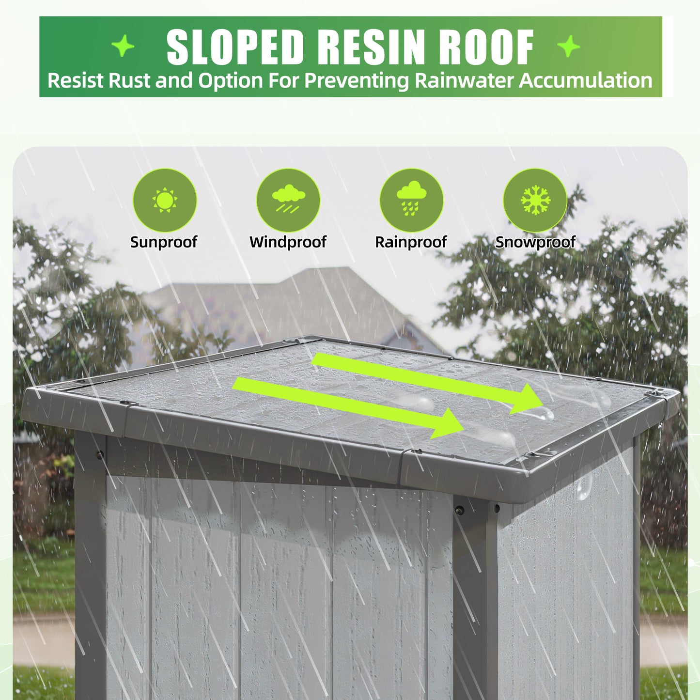 YODOLLA 70.5'' Outdoor Resin Storage Shed Plastic Storage Cabinet with Sloped Roof and 3 Adjustable Shelves
