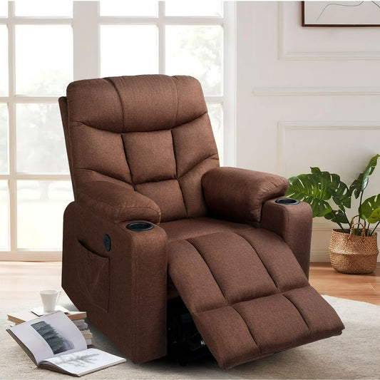 YODOLLA Elderly Power Lift Recliner Chair with Heated Vibration Massage, Brown