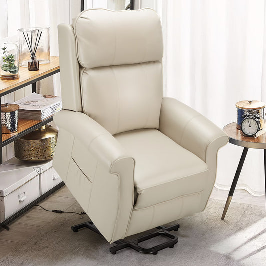 YODOLLA Power Lift Recliner Chair for Elderly with Side Pocket for Living Room in Scream White