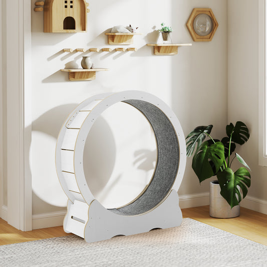 AECOJOY 45” Cat Treadmill Large XL Quiet Cat Exercise Running Wheel for Indoor Cats, White