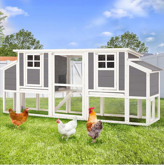YODOLLA 98" Large Chicken Coop for 6 8 Chickens, Wooden Chicken Hutch with Nesting Boxes, Outdoor Hen House Chicken Cage