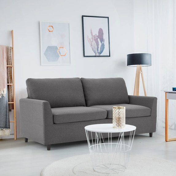 AECOJOY 75.6" Sofa Couch with Removable Couch Cover, Modern Upholstered Fabric 3-seat Couch for Living Room,Apartment, Office, Dark Grey