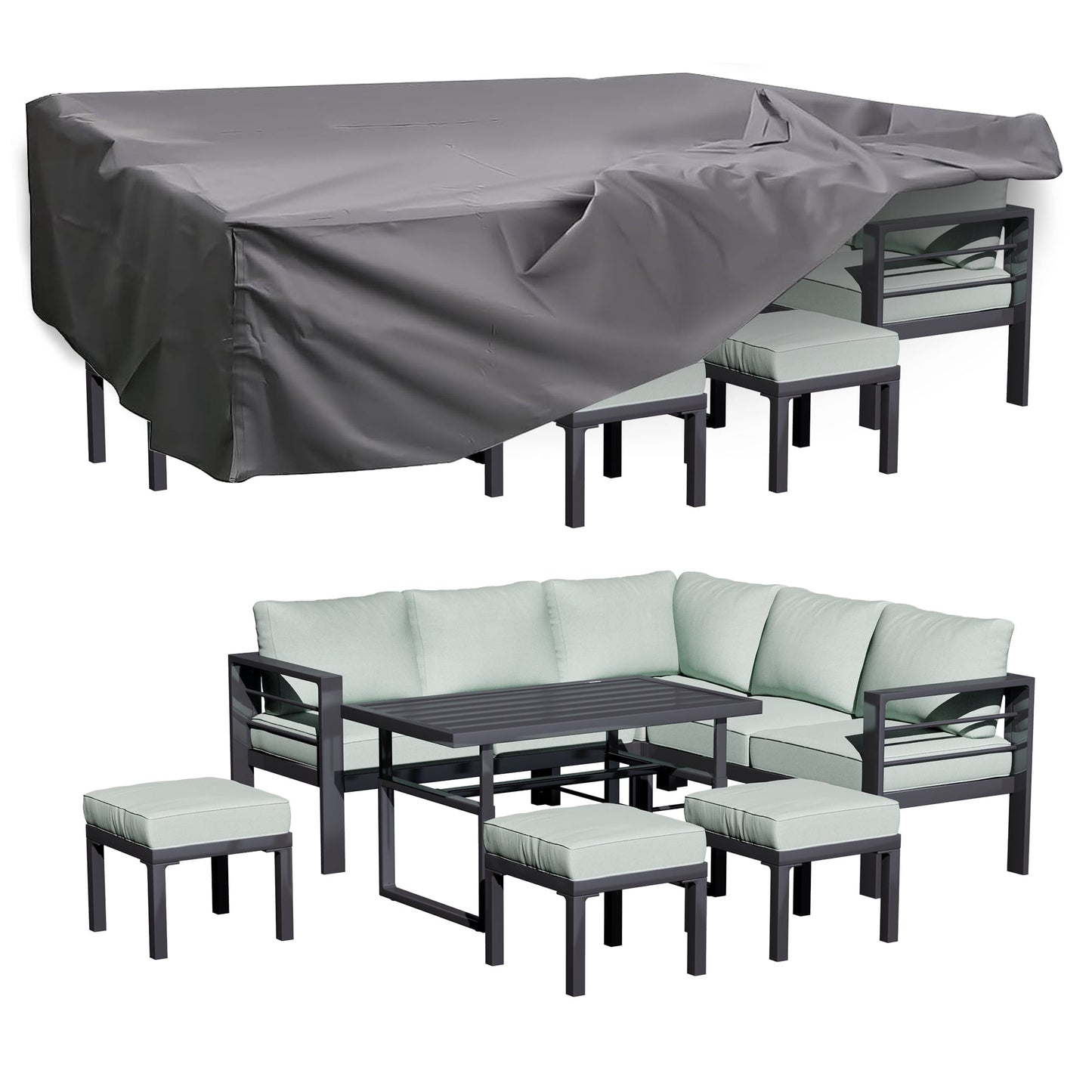 AECOJOY Aluminum Patio Furniture Sets with Waterproof Cloth Cover Outdoor Conversation Sets on Sale for Backyard,Green