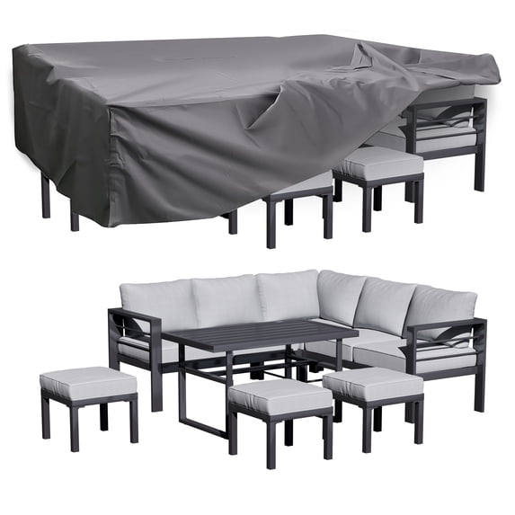 AECOJOY Aluminum Patio Furniture Sets with Waterproof Cloth Cover Outdoor Conversation Sets on Sale for Backyard,Grey