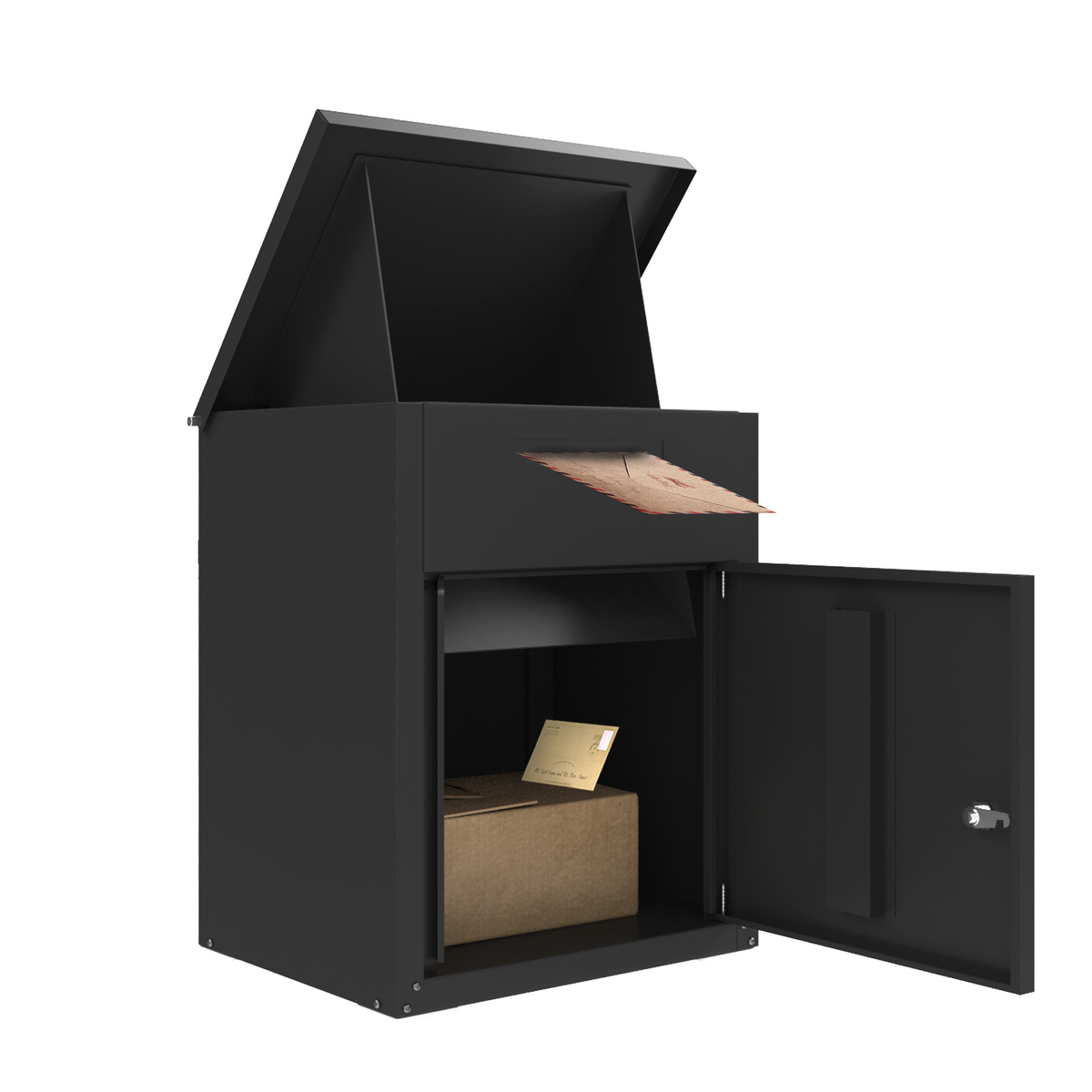 AECOJOY Package Delivery Boxes for Outside Parcel Drop Box Outdoor Storage Box Wall Mounted Express Mail Package Delivery Box 13.7" x 17.7" x 21.6" Black