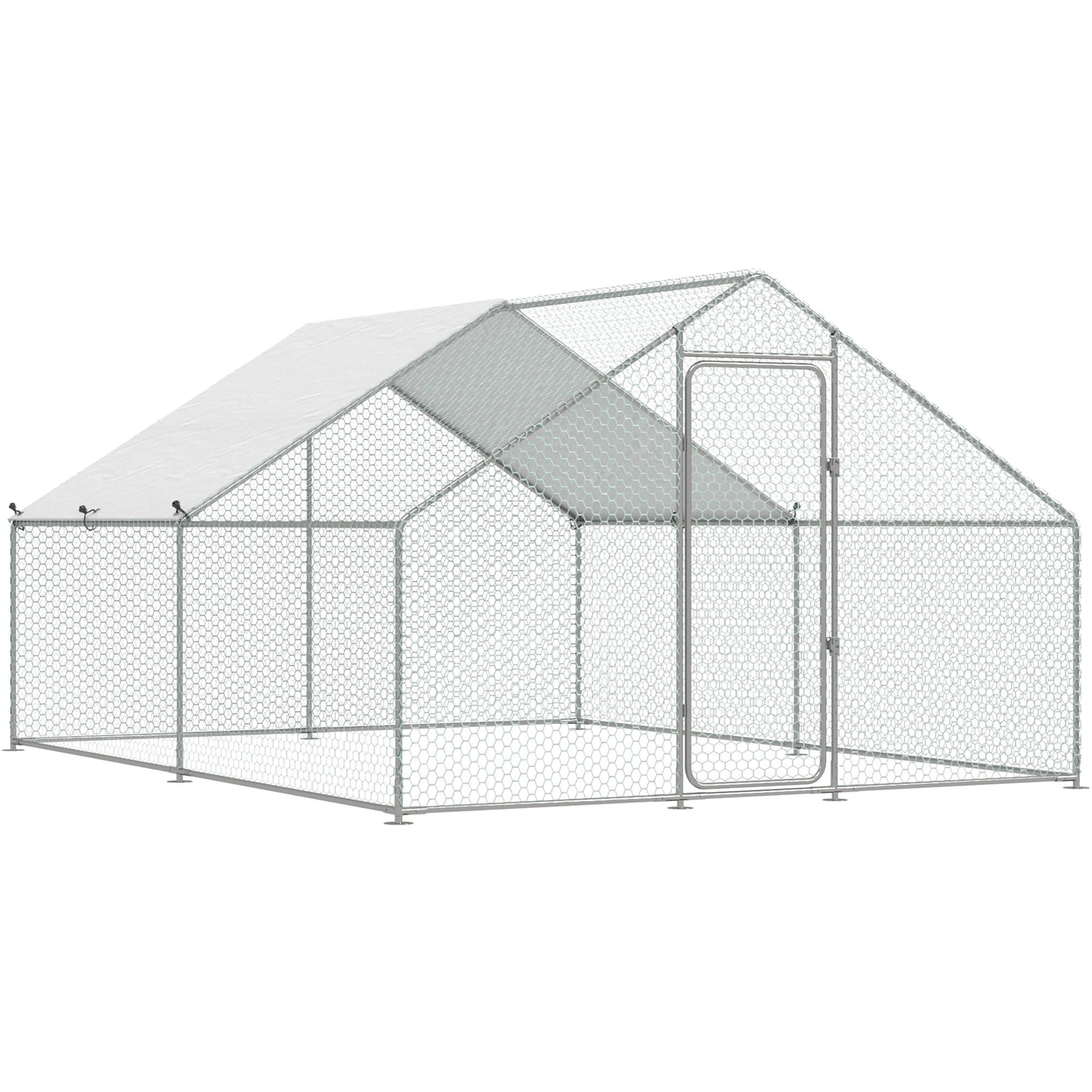 AECOJOY Spire Chicken Coop Run Metal Chicken Playpen for Over 10 Chickens & Poultry Like Ducks, Rabbits, Dogs 130 Sq.Ft Large Walk-in Metal Chicken Cage Clearance