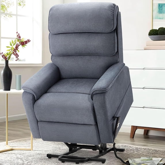 Danrelax Electric Power Recliner Lift Chair for Elderly with Heat/Vibration/Massage for Bedroom, Living room in Fabric Blue