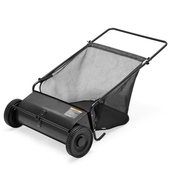 JFHID Push Lawn Sweeper,26 in Leaf & Grass Collector with 7 cu. ft.Hopper Bag Heavy Duty Yard Sweeper with 10" Rubber Wheels for Lawn