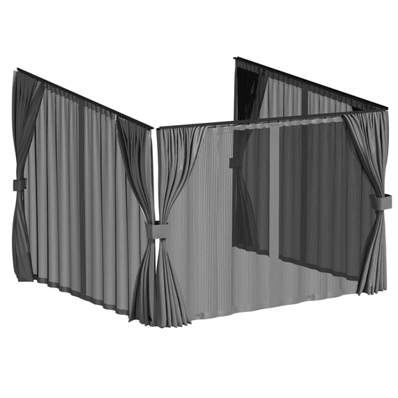 YODOLLA 10x10 Gray Curtain and Mosquito Netting Set for Gazebo