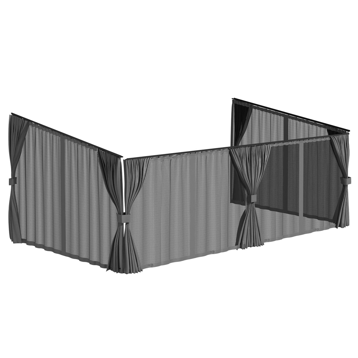 YODOLLA 20x12 Gray Curtain and Mosquito Netting Set for Gazebo