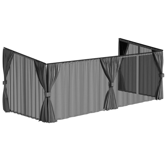 YODOLLA 20x8 Gray Curtain and Mosquito Netting Set for Gazebo