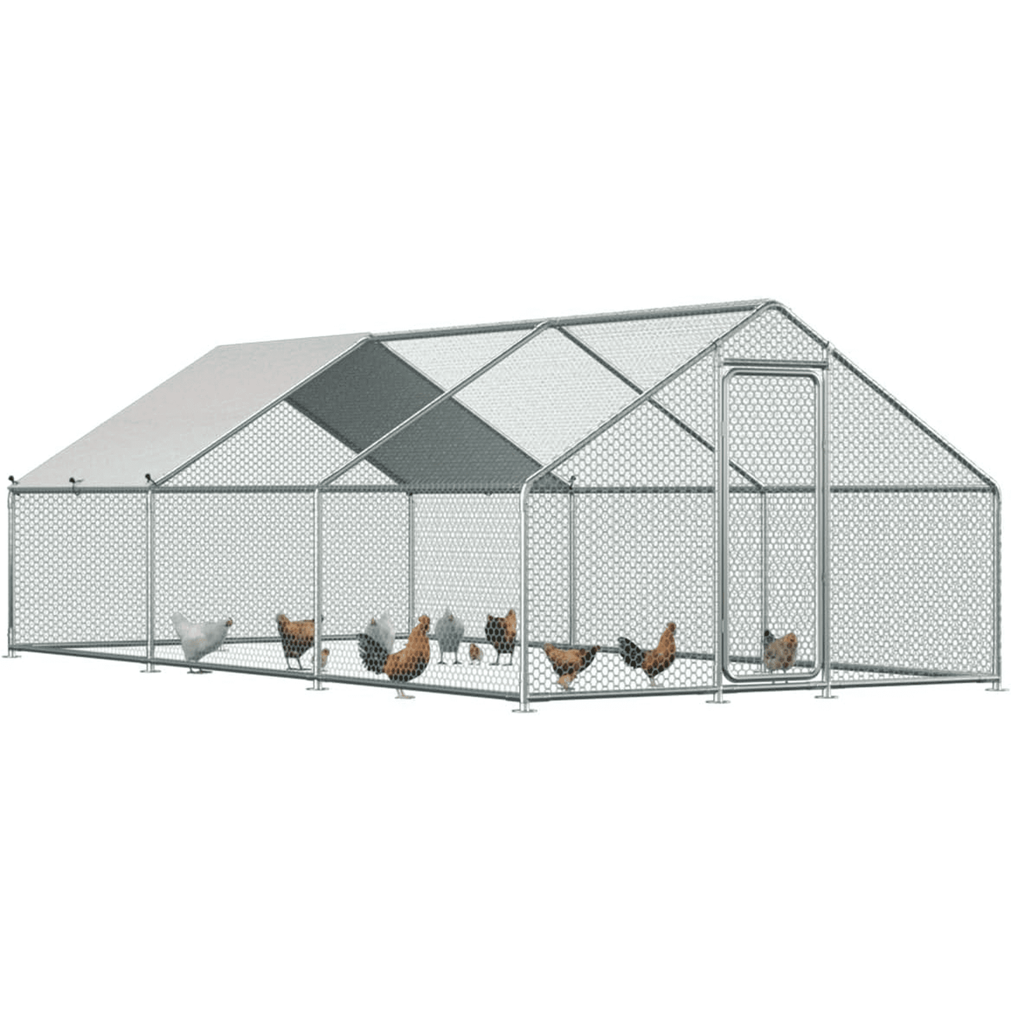YODOLLA Chicken Coop Run Chicken Playpen 200 Sq.Ft Large Walk-in Metal Chicken Cage with Chain Link Fence