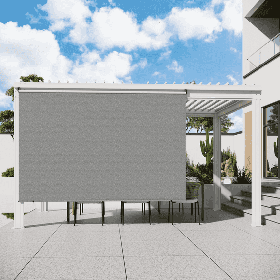 YODOLLA Outdoor Roller Shade, 6"(W) x8(H) Sun Shade Cover Canopy with 99% UV Protection, 220GSM HDPE Exterior Cordless Roll Up Shade Blinds Privacy Screen for Patio, Pergola, Gazebo, Gray