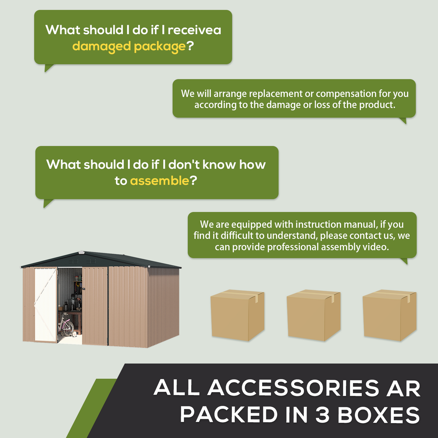 AECOJOY 10' x 8' Outdoor Storage Shed with Lockable Door Patio Metal Garden Storage Building in Brown for Outside