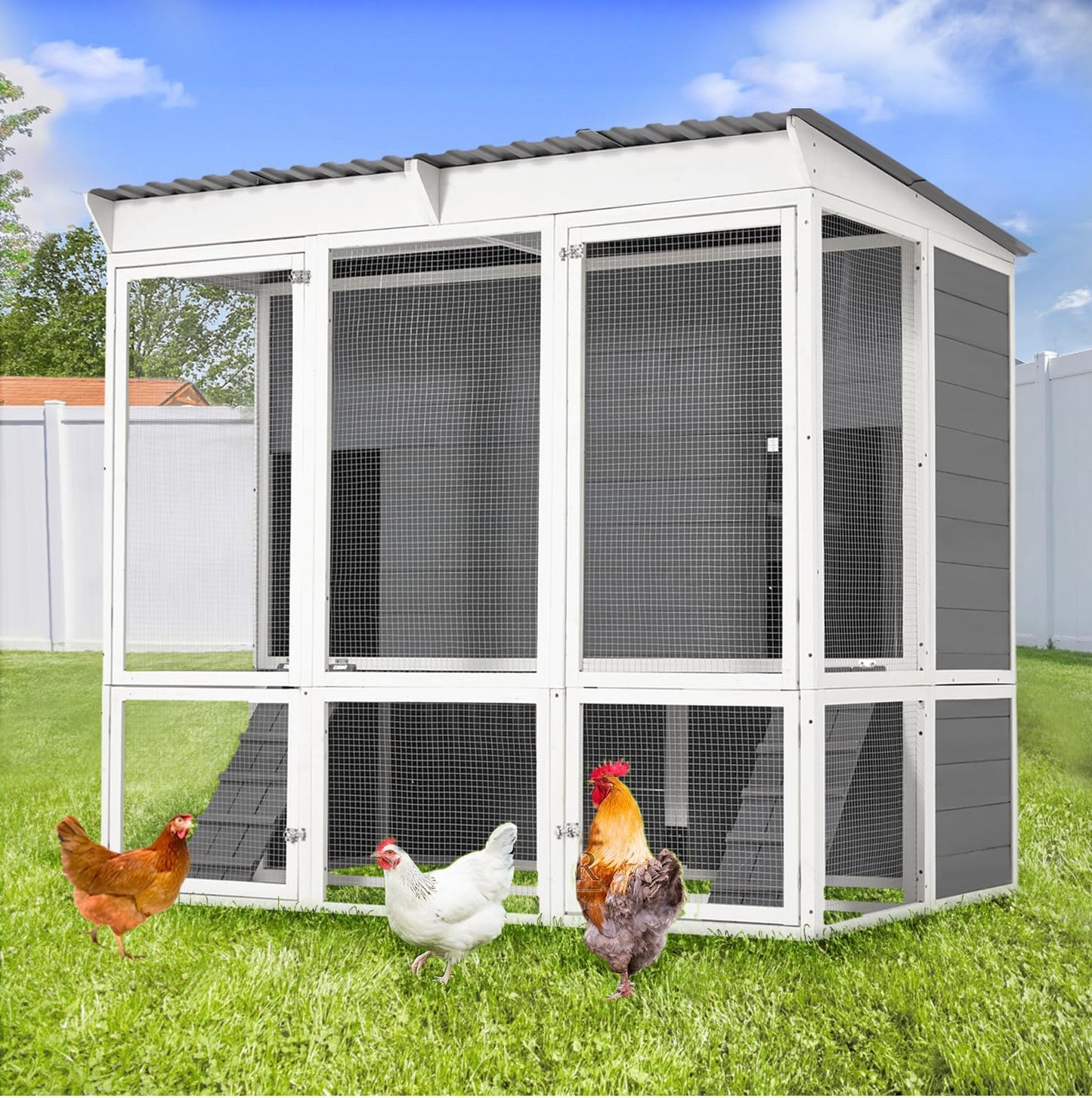 YODOLLA Chicken Coop,Large Wooden Chicken Hutch with 4 Nesting Boxes for 6 8 Chickens for Backyard