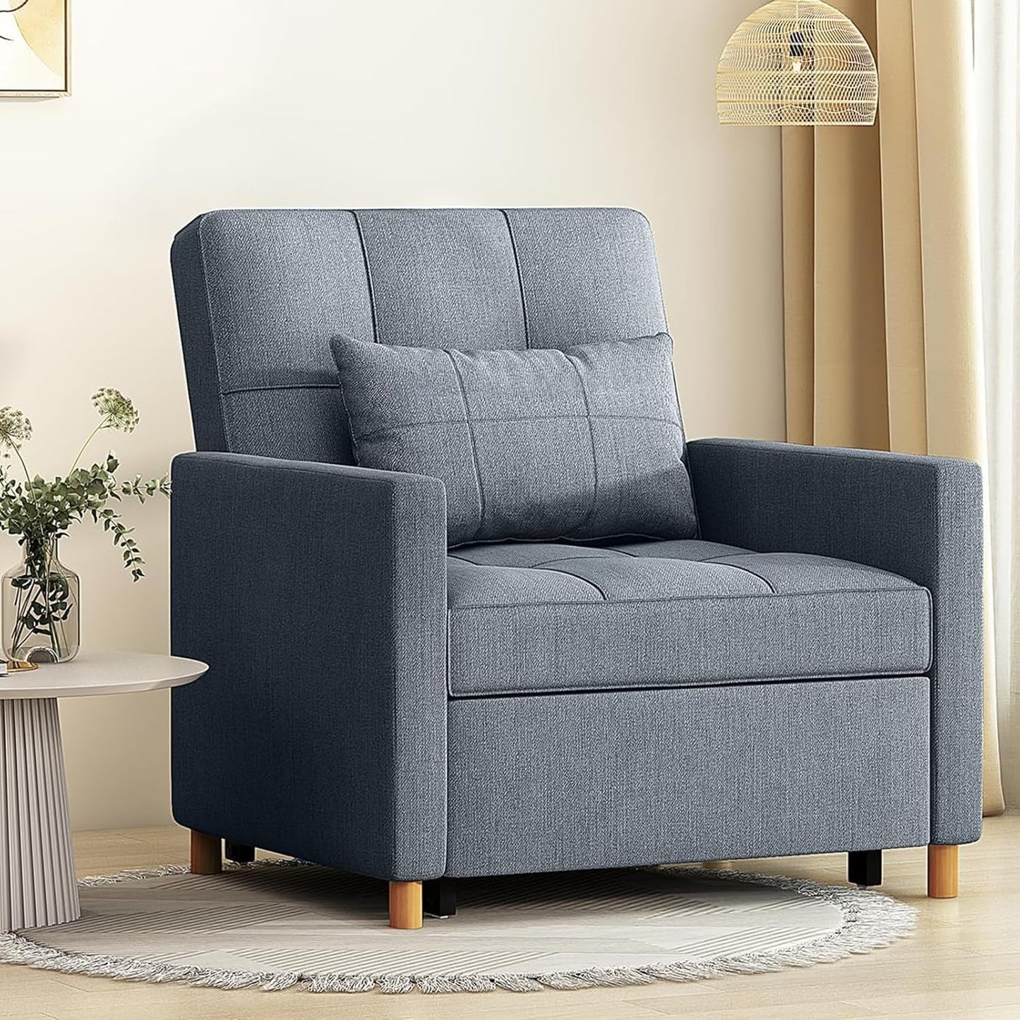 YODOLLA 31.5" Accent Chair with Pull Out Sleeper Sofa Bed, 3-in-1 Convertible Armchair for Living Room, Dark Grey