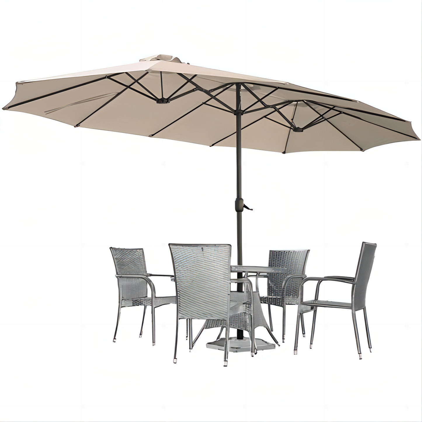 YODOLLA 15 Ft Patio Double Sided Umbrella Large Outdoor Umbrella - Beige